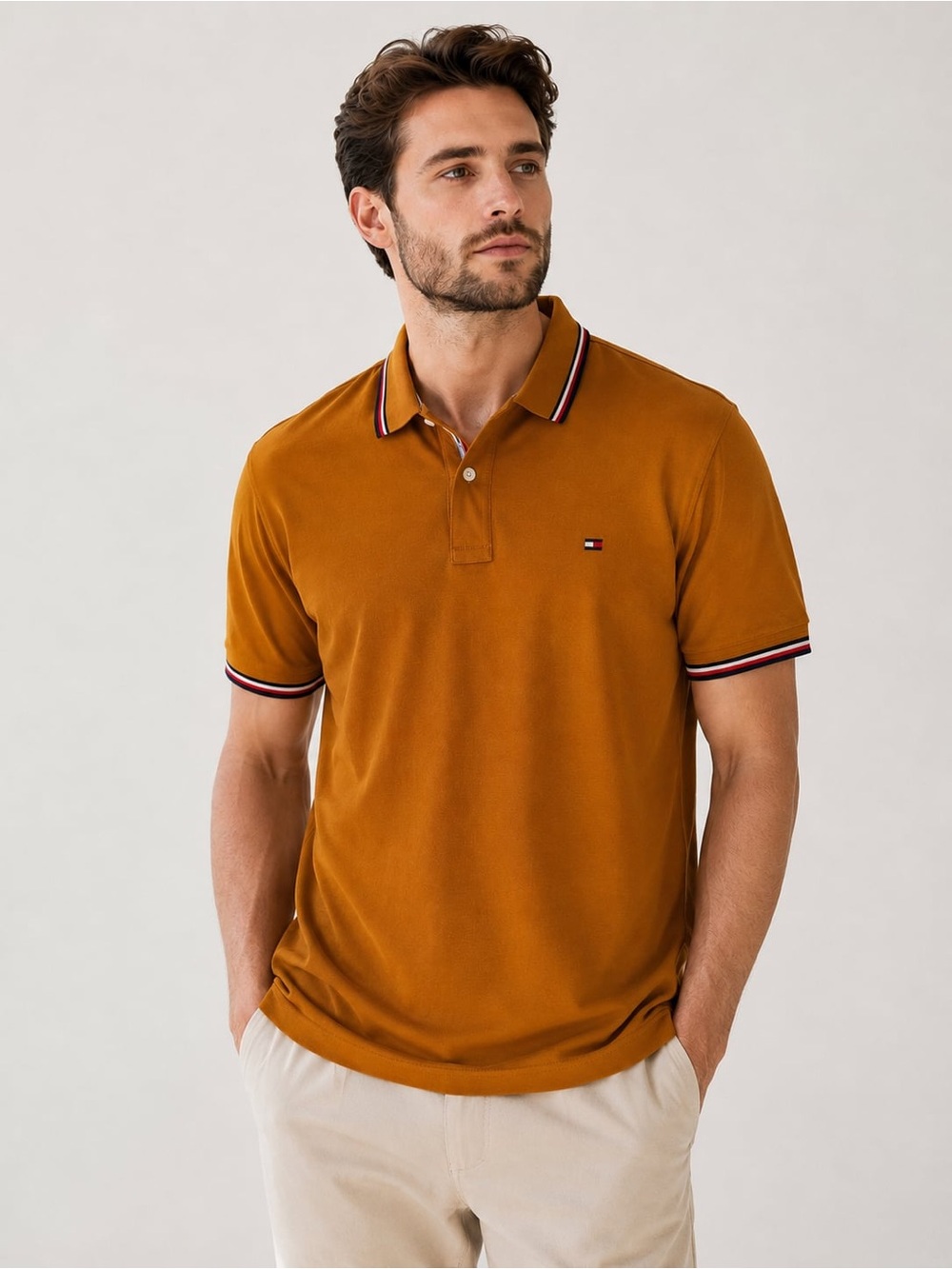 Tommy Hilfiger Men’s Polo Shirt XXL Mustard Gold Short Sleeve Size XXL